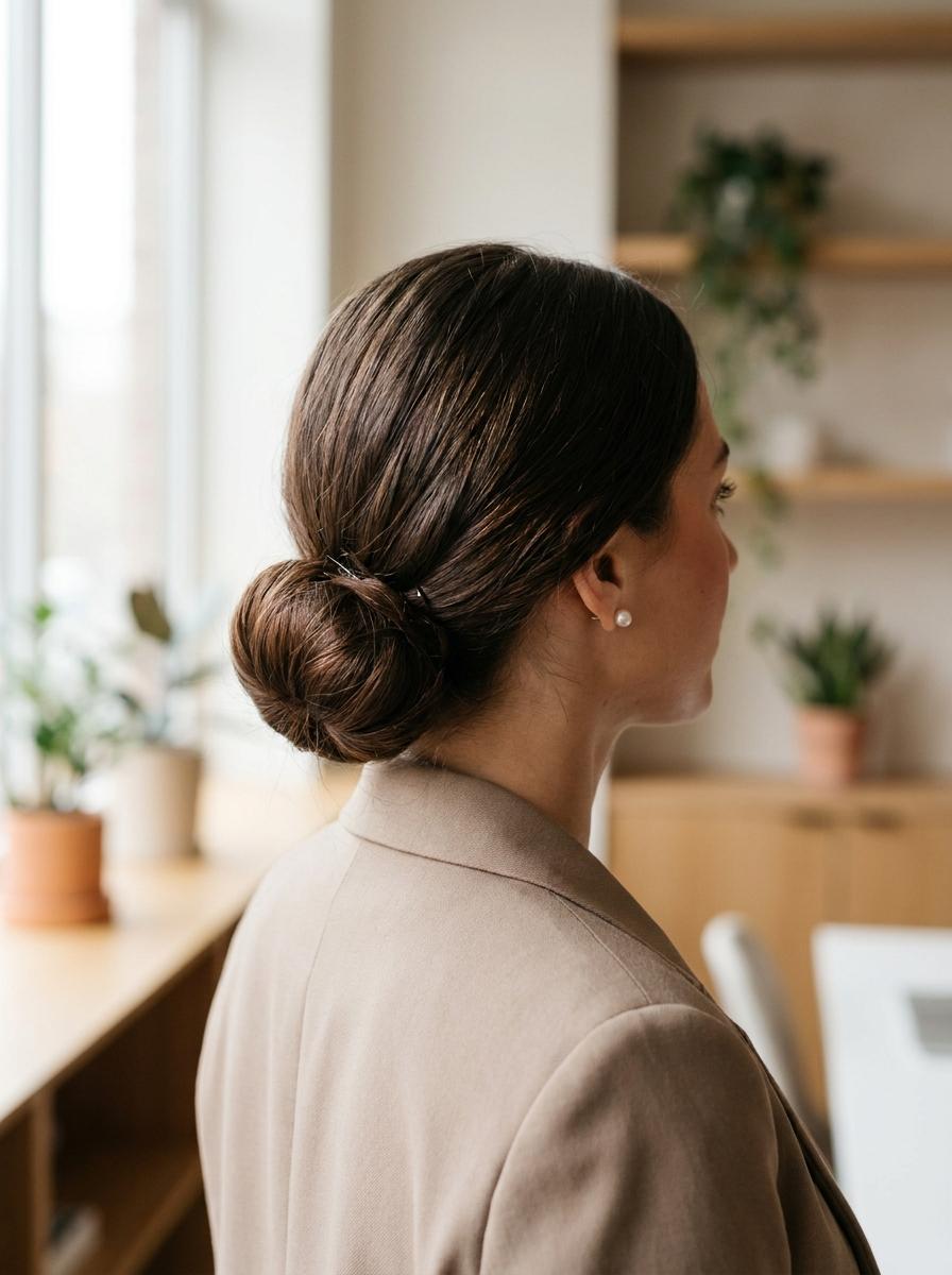 Schnelle Bürofrisur mit tiefem Dutt - einfache Frisur für lange Haare